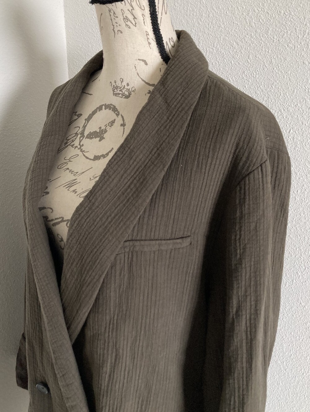 SOLD Free People Rowan Blazer XL Oversized Utility Boho Green Cotton - Picture 10 of 17